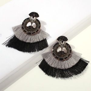 Bohemian Two-tone Scalloped Tassel Earrings